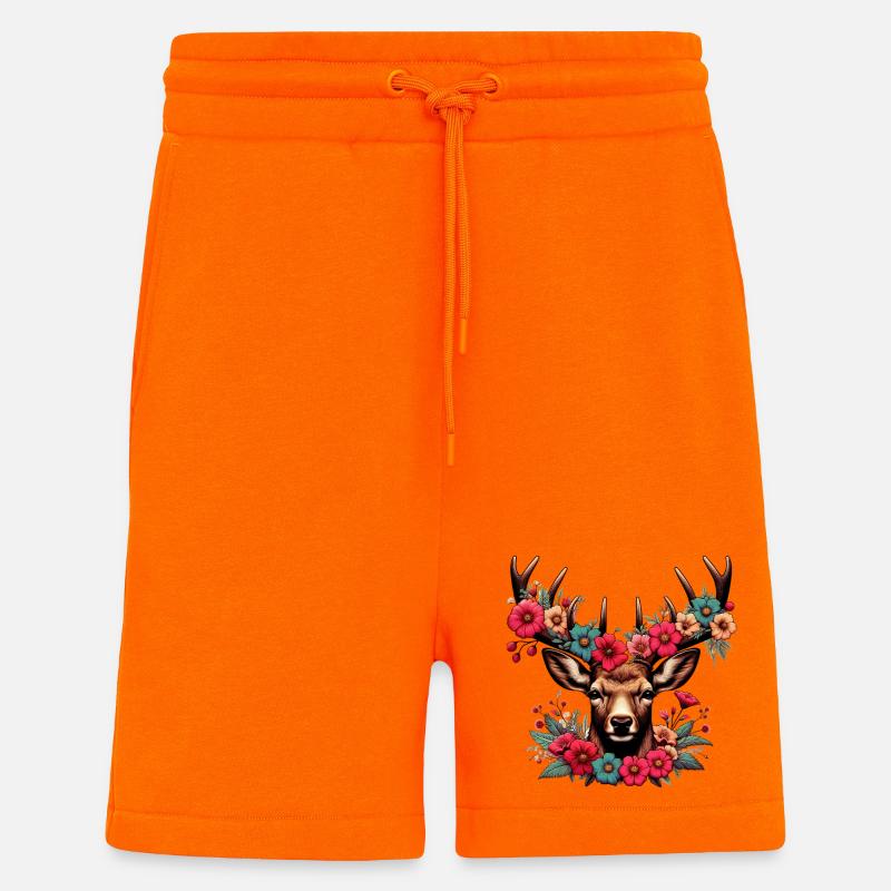 Hirsch mit Blumen - Shorts - made by SPREAD - SUNSET ORANGE