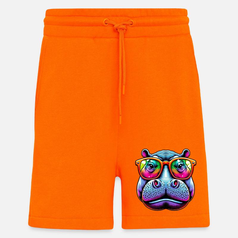 Nilpferd mit Sonnenbrille - Shorts - made by SPREAD - SUNSET ORANGE