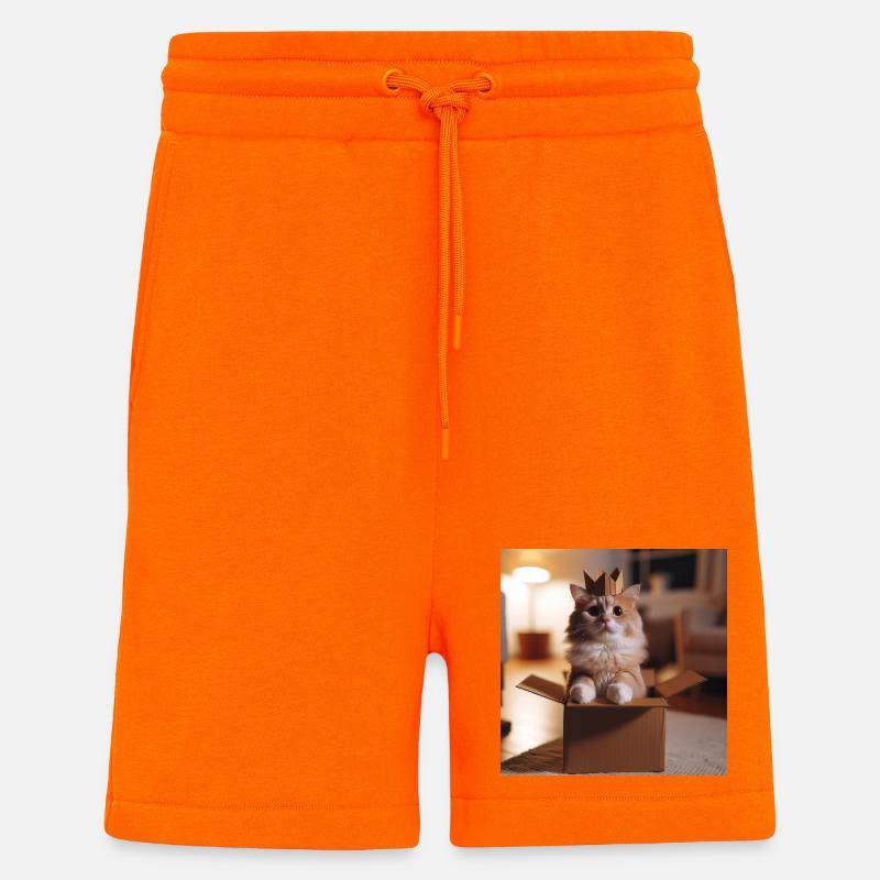 Drôle de chat - Short bio décontracté fabriqué en UE - SUNSET ORANGE