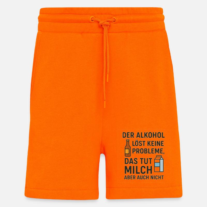 L’alcool ne résout aucun problème - Short bio décontracté fabriqué en UE - SUNSET ORANGE
