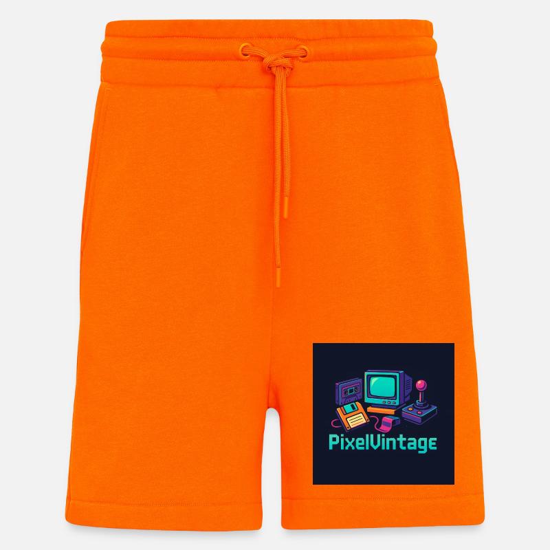 Retro Computer and Pixel Console - Shorts - made by SPREAD - SUNSET ORANGE