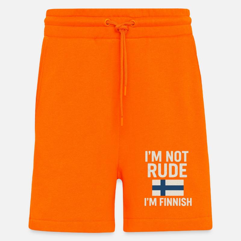 Drapeau finlandais. Pas impoli - Short bio décontracté fabriqué en UE - SUNSET ORANGE