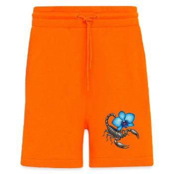 Scorpion avec orchidée bleue - Short bio décontracté fabriqué en UE - SUNSET ORANGE - Devant