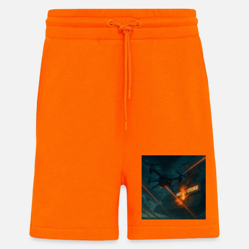 Futuristic Air Base Attack Image - Shorts - made by SPREAD - SUNSET ORANGE