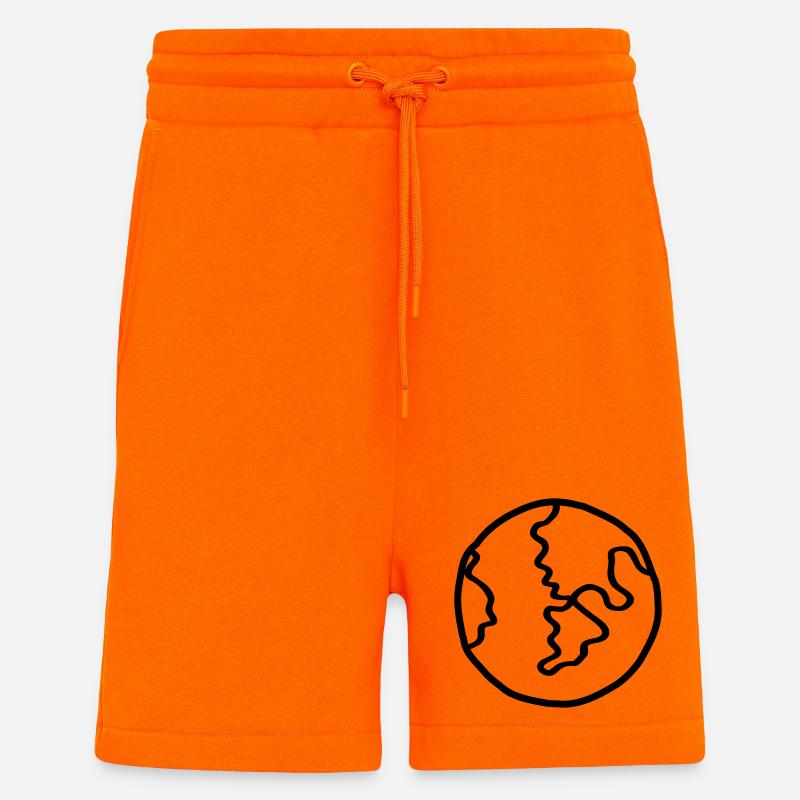 Planète Terre Doodle de l’espace - Short bio décontracté fabriqué en UE - SUNSET ORANGE