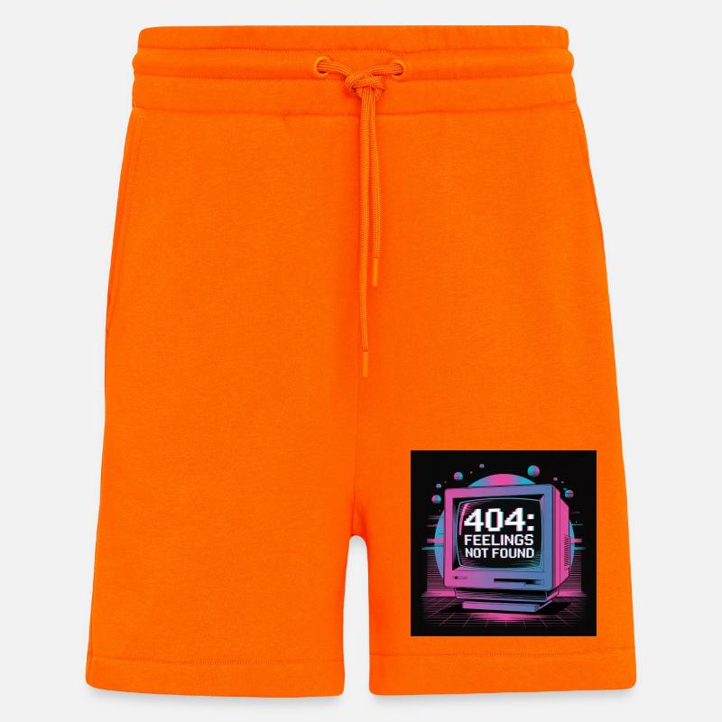 Retro Tech 404 Sentiments Introuvables Design - Short bio décontracté fabriqué en UE - SUNSET ORANGE