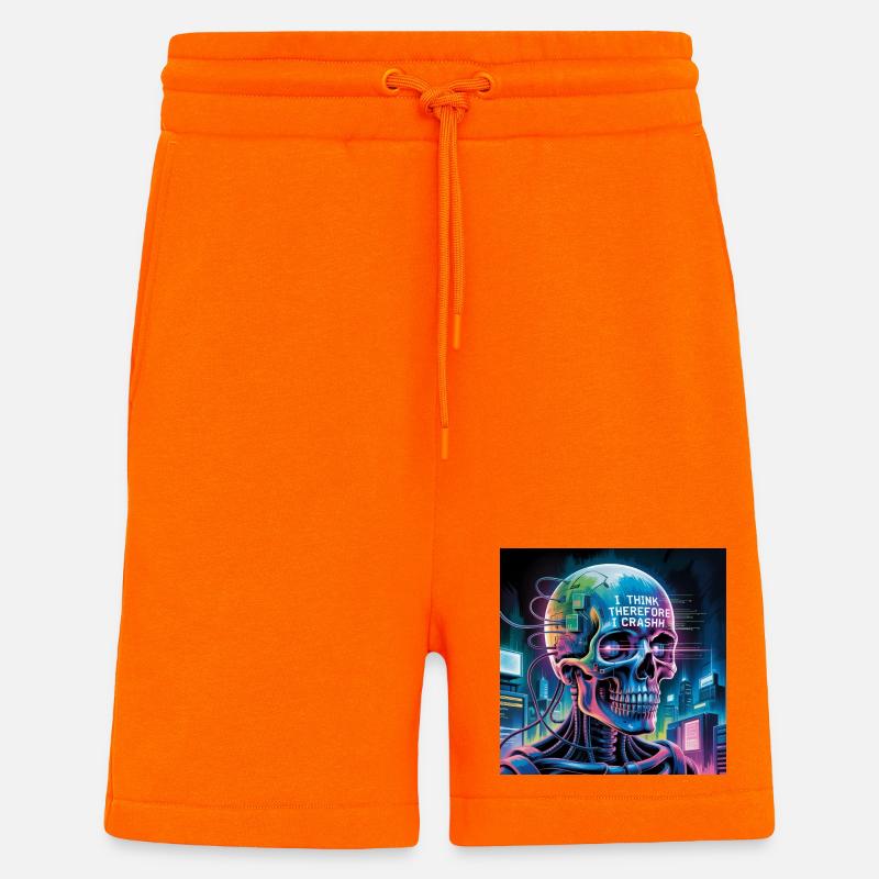 Cyberpunk Schädel mit Technologie Zitate - Shorts - made by SPREAD - SUNSET ORANGE