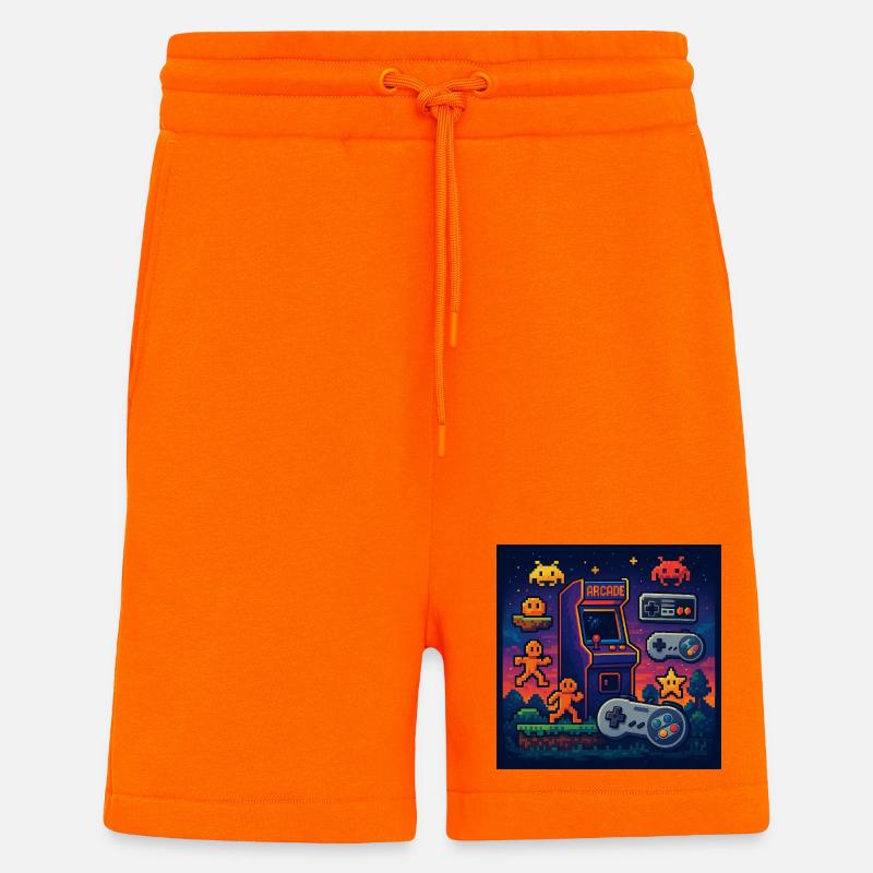 Retro Pixel Arcade Gaming Design - Shorts - made by SPREAD - SUNSET ORANGE