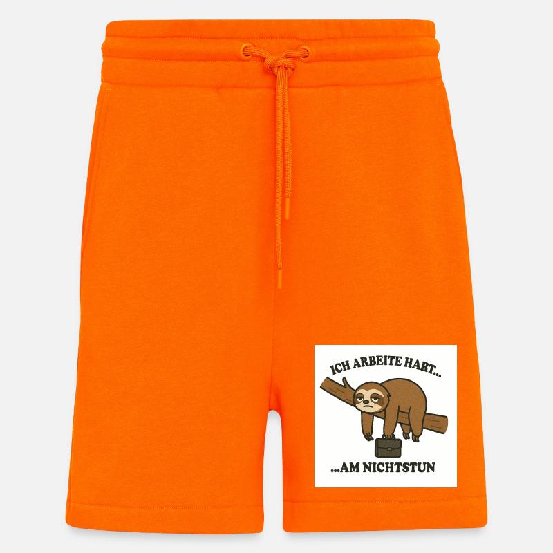 Sloth Work Motif - Shorts - made by SPREAD - SUNSET ORANGE