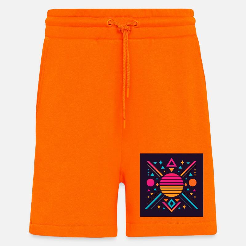 Geometrisches Synthwave-Muster - Shorts - made by SPREAD - SUNSET ORANGE