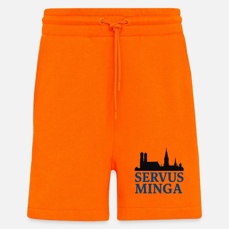 Servus Minga Silhouette Design - Short bio décontracté fabriqué en UE - SUNSET ORANGE