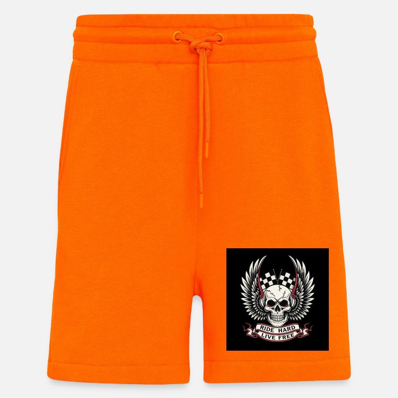 Conception de crâne gratuite en direct - Short bio décontracté fabriqué en UE - SUNSET ORANGE