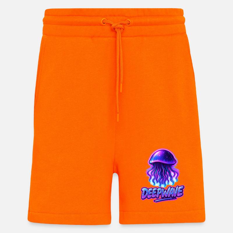Conception de méduse néon Deepwave - Short bio décontracté fabriqué en UE - SUNSET ORANGE
