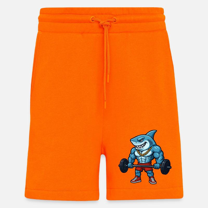 Muscles de requin, bodybuilder comique - Short bio décontracté fabriqué en UE - SUNSET ORANGE