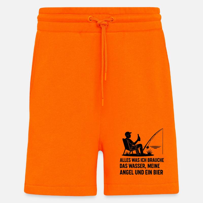 Fischer mit Wasser und Bier Spruch - Shorts - made by SPREAD - SUNSET ORANGE