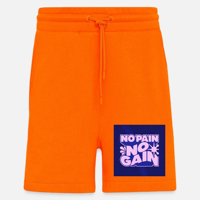 Pas de douleur, pas de gain Conception motivante - Short bio décontracté fabriqué en UE - SUNSET ORANGE