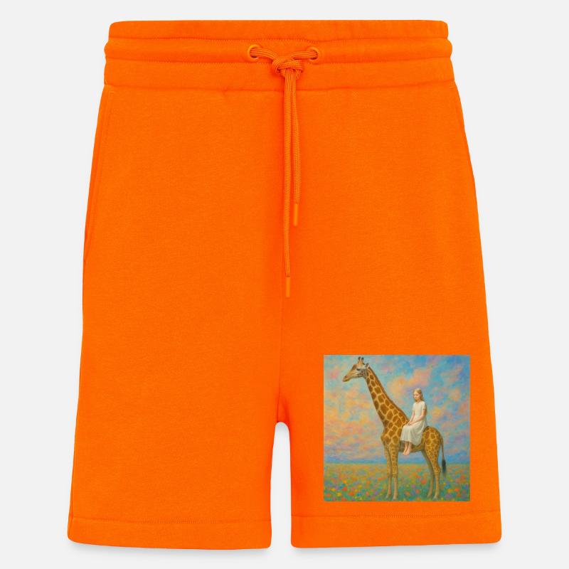Rêver avec la girafe - Short bio décontracté fabriqué en UE - SUNSET ORANGE