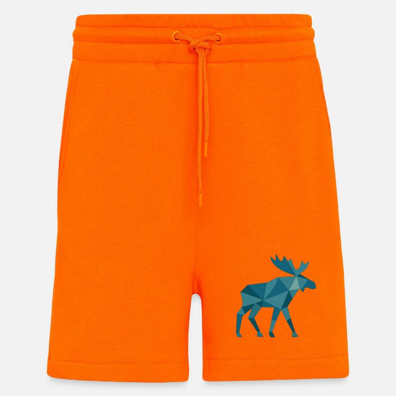 Geometrischer Elch im Polygon-Stil - Shorts - made by SPREAD - SUNSET ORANGE