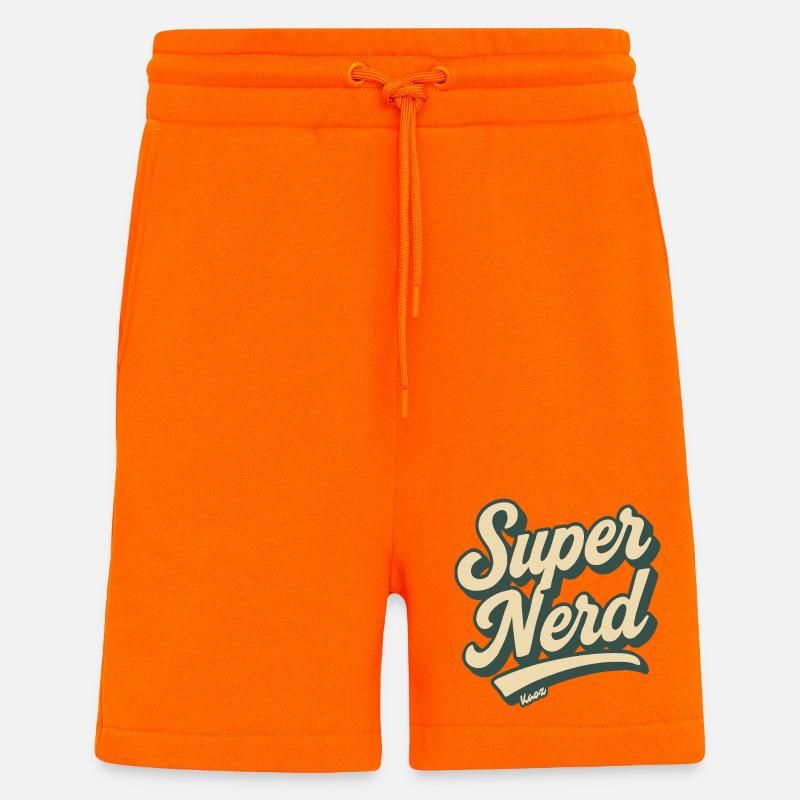 Super Nerd Retro Script - Short bio décontracté fabriqué en UE - SUNSET ORANGE