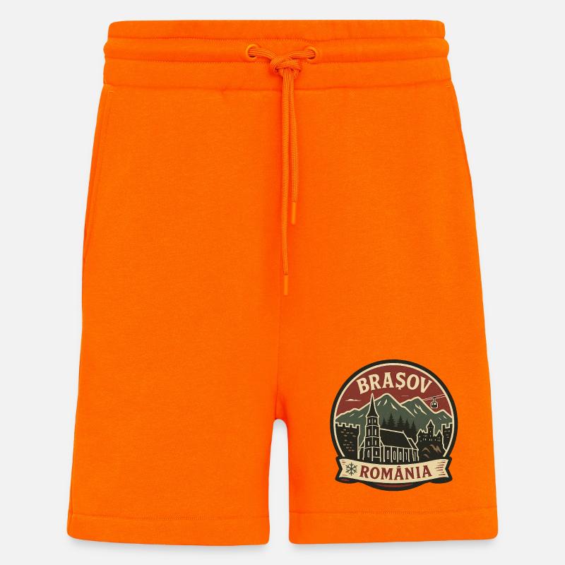 Brașov Berglandschaft Design - Shorts - made by SPREAD - SUNSET ORANGE
