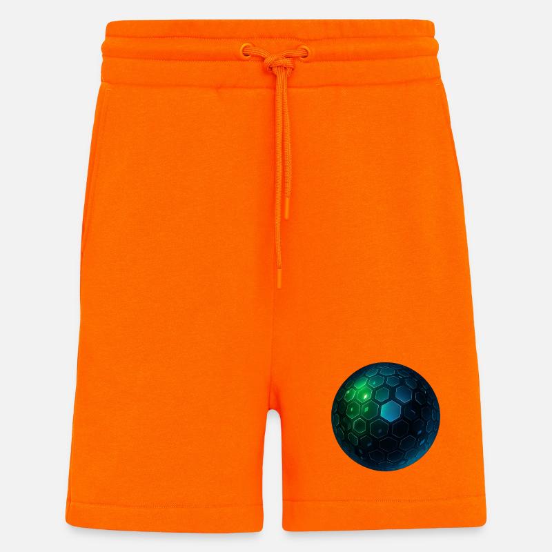 Sphère hexagonale néon - Short bio décontracté fabriqué en UE - SUNSET ORANGE