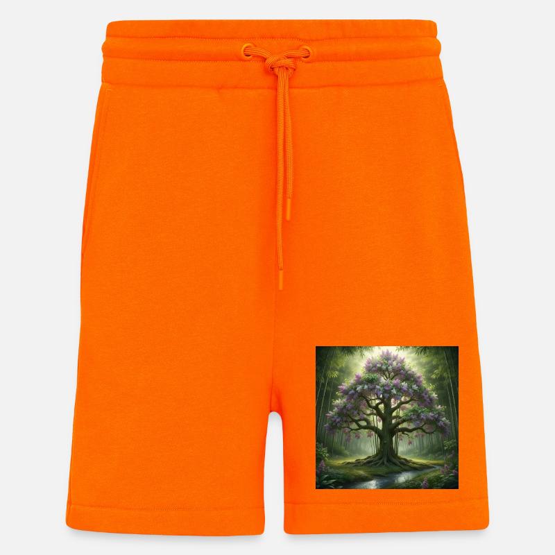Forest tree with lilac blossoms - Shorts - made by SPREAD - SUNSET ORANGE