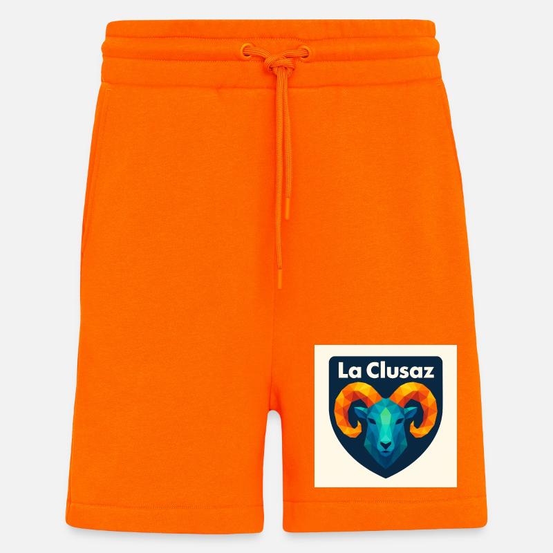 La Clusaz Geometric Ram Crest - Short bio décontracté fabriqué en UE - SUNSET ORANGE