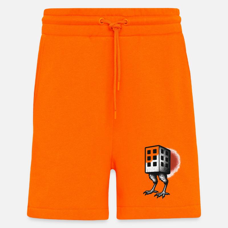 Bâtiment cubique avec pieds - Short bio décontracté fabriqué en UE - SUNSET ORANGE