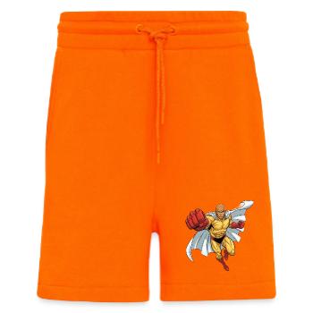 Supperheld Held Kraftsprung ohne Haare mit Glatze - Shorts - made by SPREAD - SUNSET ORANGE - Vorne