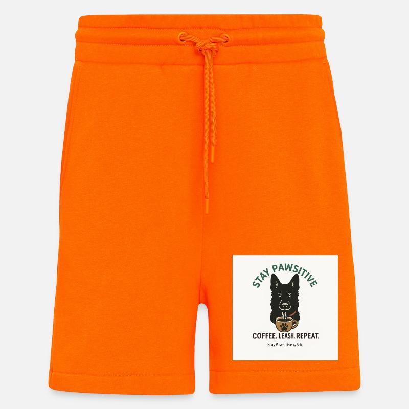 Stay Pawsitive Chien Motif Café - Short bio décontracté fabriqué en UE - SUNSET ORANGE