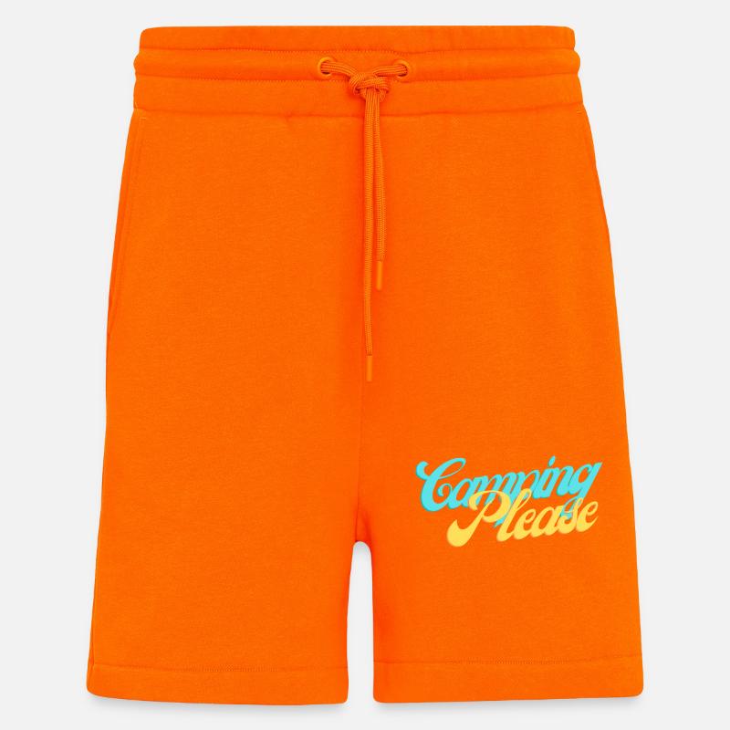 Camping Please Retro Script - Shorts - made by SPREAD - SUNSET ORANGE