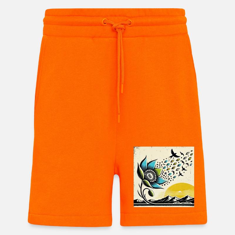 Migration des oiseaux - Short bio décontracté fabriqué en UE - SUNSET ORANGE