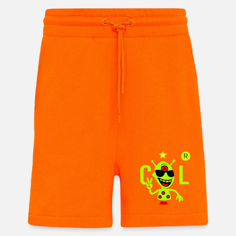 Alien vert avec lunettes de soleil - Short bio décontracté fabriqué en UE - SUNSET ORANGE