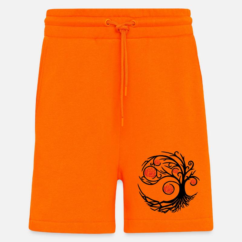 Stilisierter schwarzer Baum und rote Rosen - Shorts - made by SPREAD - SUNSET ORANGE