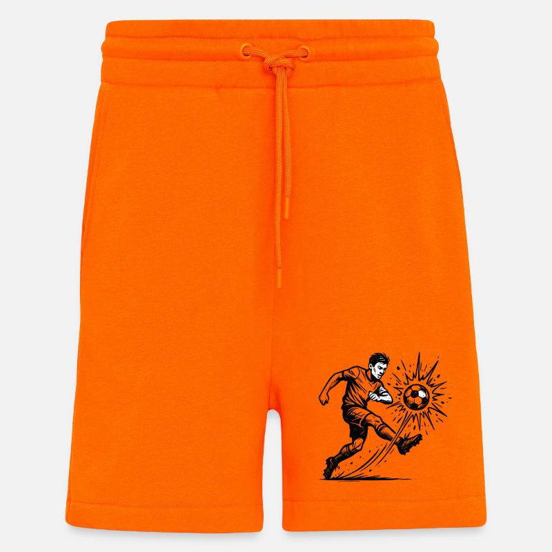 Exploding Soccer Shot Illustration - Shorts - made by SPREAD - SUNSET ORANGE