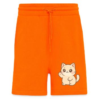 Kawaii Kitten Waving Design - Shorts - made by SPREAD - SUNSET ORANGE - Front