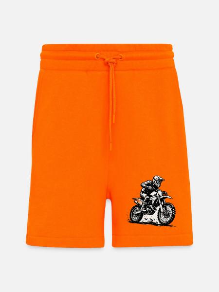 Motocross rider illustration in action - Shorts - made by SPREAD - SUNSET ORANGE