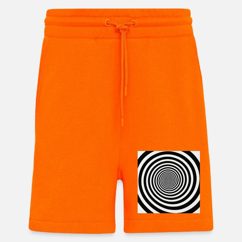 Spirale hypnotique noir et blanc - Short bio décontracté fabriqué en UE - SUNSET ORANGE