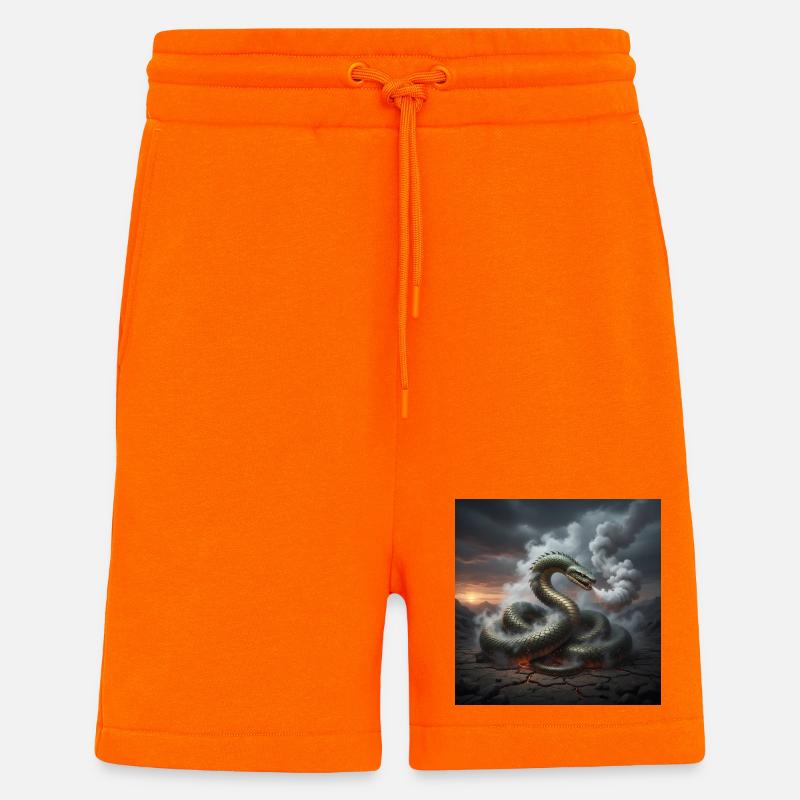 Serpent dans le champ de lave - Short bio décontracté fabriqué en UE - SUNSET ORANGE