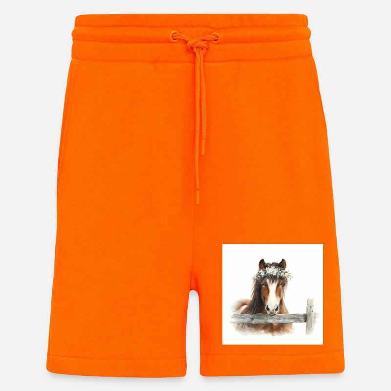 Blütengekrontes Pferd - Shorts - made by SPREAD - SUNSET ORANGE