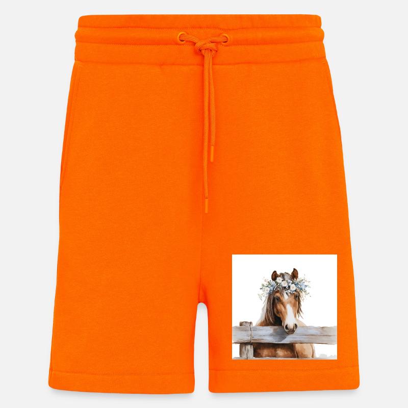 Blütengekrontes Pferd - Shorts - made by SPREAD - SUNSET ORANGE