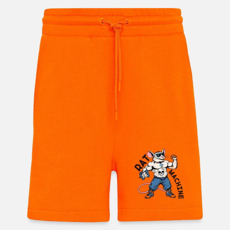 Logo du crâne de Kraftratte - Short bio décontracté fabriqué en UE - SUNSET ORANGE