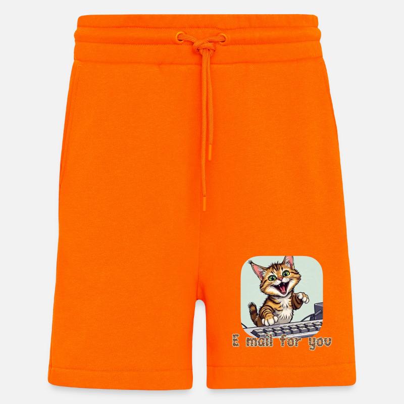Katzenkomposition: Mailkätzchen am PC - Shorts - made by SPREAD - SUNSET ORANGE