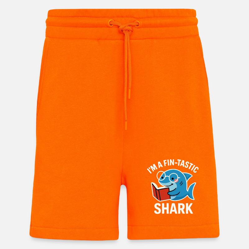 Fin-Tastic Shark liest Buch - Shorts - made by SPREAD - SUNSET ORANGE