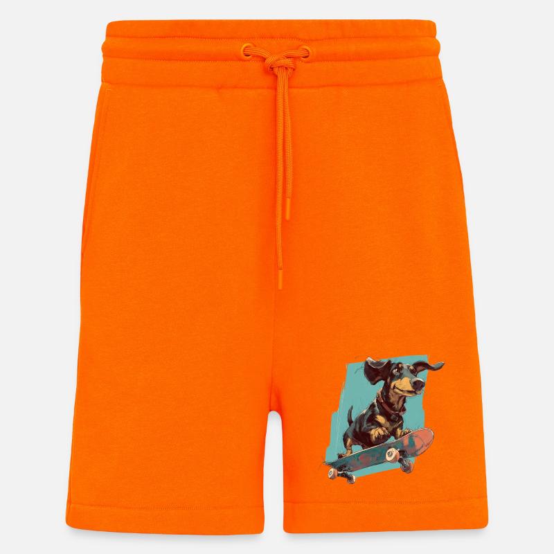 Teckel à roulettes - Short bio décontracté fabriqué en UE - SUNSET ORANGE