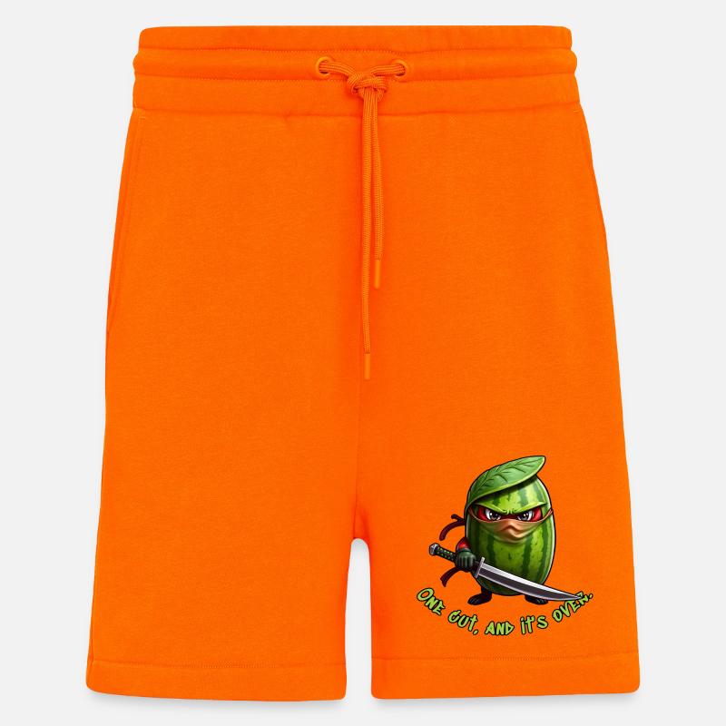 Ninja pastèque avec l’épée - Short bio décontracté fabriqué en UE - SUNSET ORANGE