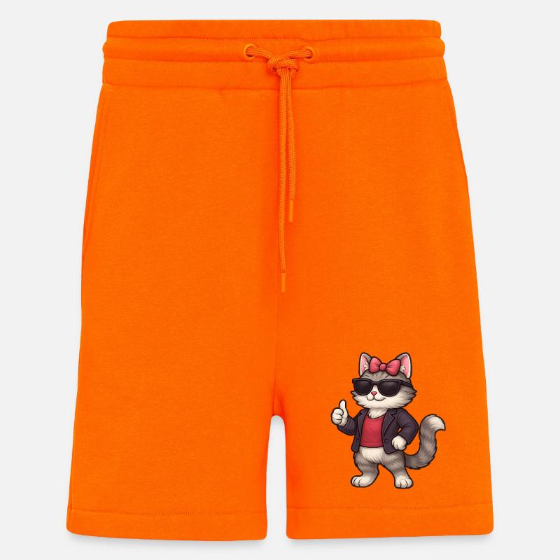 Cool cat with leather jacket - Shorts - made by SPREAD - SUNSET ORANGE