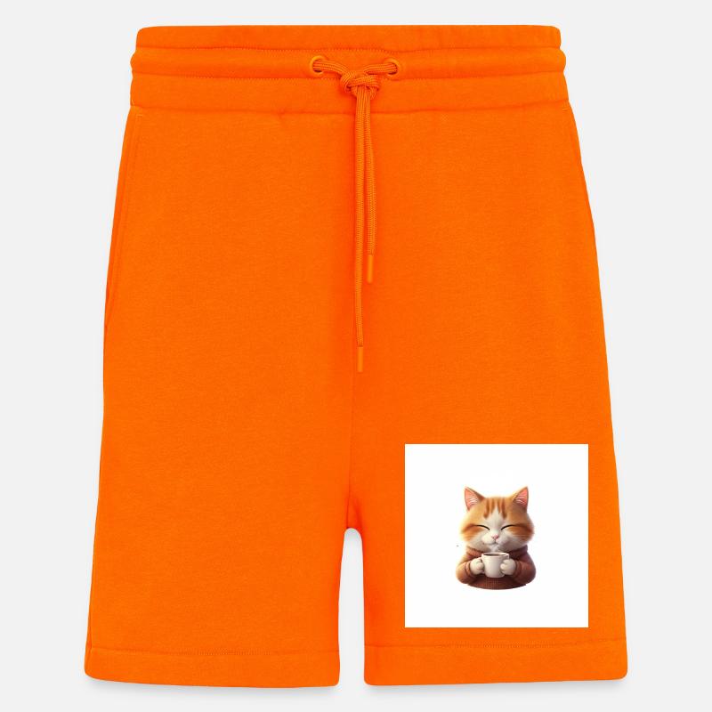 Magie du café des chatons câlins - Short bio décontracté fabriqué en UE - SUNSET ORANGE