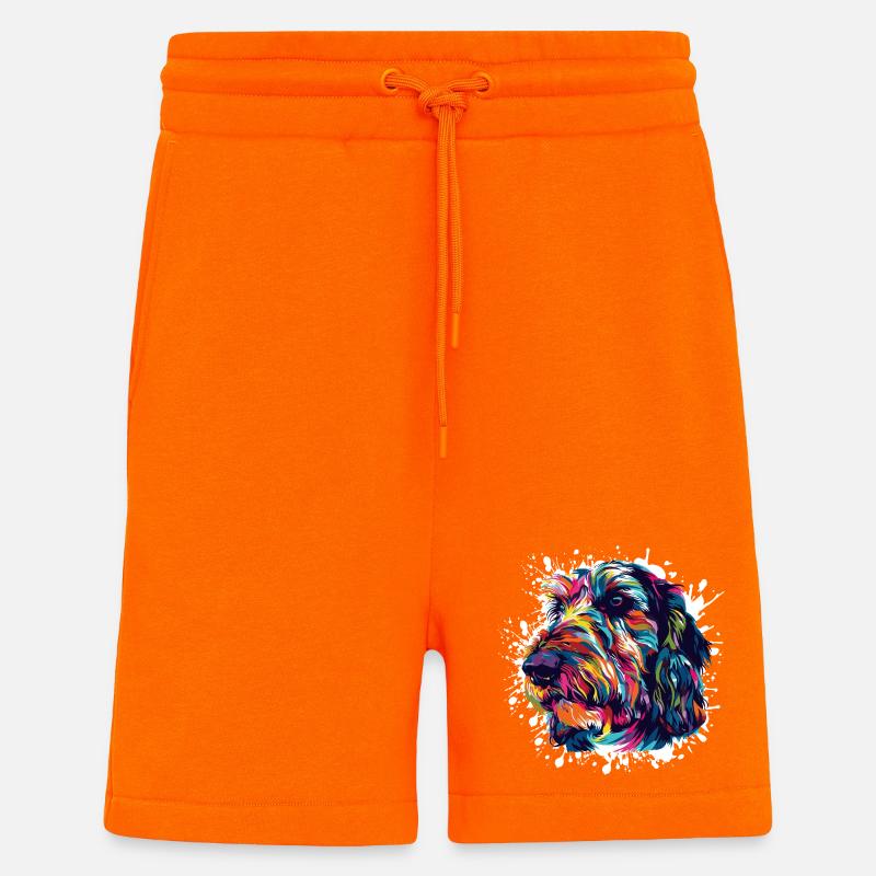 Bunter Hundeporträt mit Farbspritzern - Shorts - made by SPREAD - SUNSET ORANGE