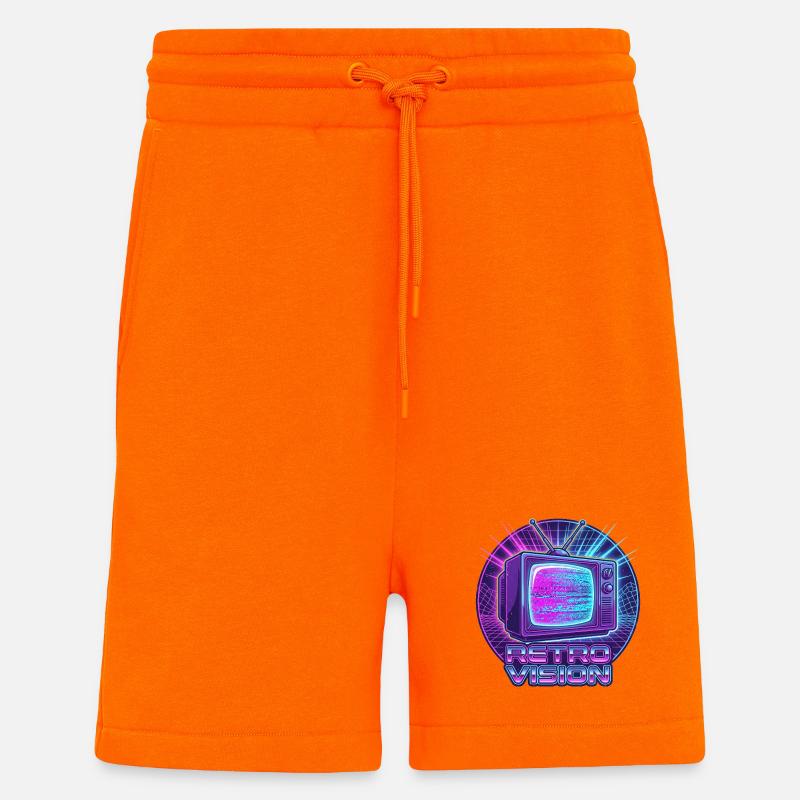 Rétro Vision Neon TV - Short bio décontracté fabriqué en UE - SUNSET ORANGE